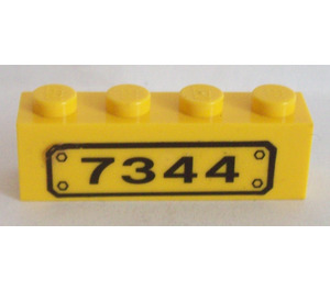 LEGO Jaune Brique 1 x 4 avec '7344' Autocollant (3010)