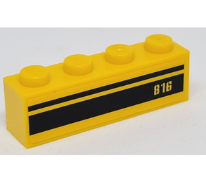 LEGO Gelb Backstein 1 x 4 mit "816" und Der Rücken Streifen Aufkleber (3010)