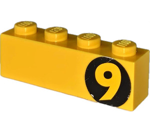 LEGO Žlutá Kostka 1 x 4 s "9" Pravá Samolepka (3010)