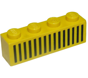 LEGO Jaune Brique 1 x 4 avec Noir 15 Bars Grille (3010)