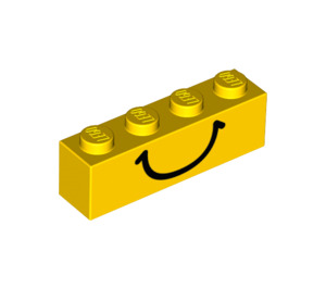 LEGO Żółty Cegła 1 x 4 z Czarny Smile (3010 / 82356)