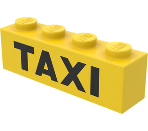 LEGO Жовтий Цегла 1 x 4 з чорний "TAXI" (3010)