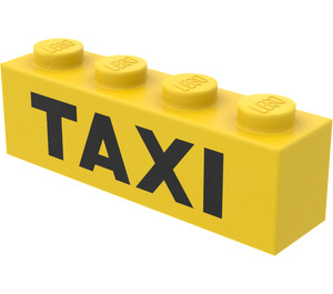 LEGO Yellow Brick 1 x 4 with Black "TAXI" (3010)