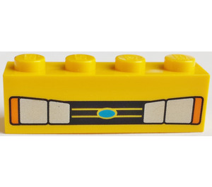 LEGO Yellow Brick 1 x 4 with Car Headlights and Blue Oval (83009 / 83117)