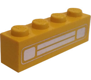 LEGO Yellow Brick 1 x 4 with Chrome Silver Car Grille and Headlights (Embossed) (3010)