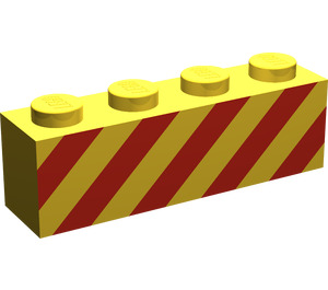 LEGO Yellow Brick 1 x 4 with Danger Stripes (3010)
