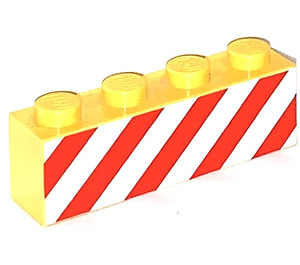 LEGO Yellow Brick 1 x 4 with Danger Stripes with White Background (3010)