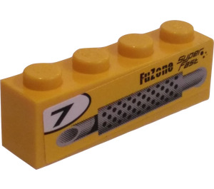 LEGO Geel Steen 1 x 4 met Fuzone Super Fast Exhaust (Rechtsaf) Sticker (3010)