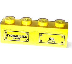 LEGO Yellow Brick 1 x 4 with Hydraulics , Oil Sticker (3010)