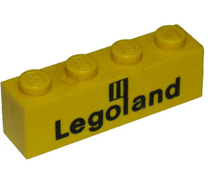 LEGO Żółty Cegła 1 x 4 z Legoland-logo Czarny (3010)