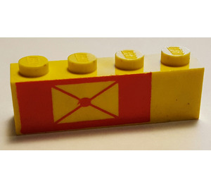 LEGO Yellow Brick 1 x 4 with Mail Envelope , outline left (3010)