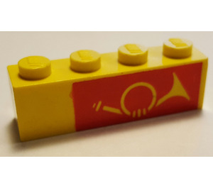 LEGO Giallo Mattoncino 1 x 4 con Mail Corno , outline Destra (3010)