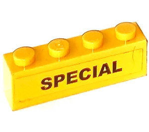 LEGO Yellow Brick 1 x 4 with 'SPECIAL' Sticker (3010)
