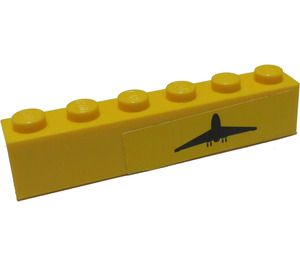 LEGO Yellow Brick 1 x 6 with Airplane Sticker (Right) (3009)