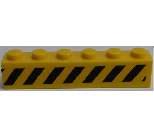 LEGO Geel Steen 1 x 6 met Zwart / Geel Danger Strepen aan Both Zijkanten Sticker (3009)