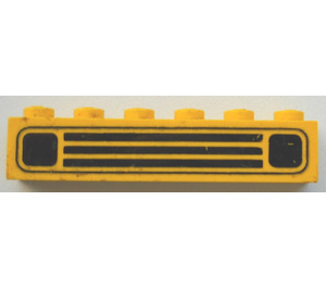 LEGO Yellow Brick 1 x 6 with Car Grille (Embossed) (3009)