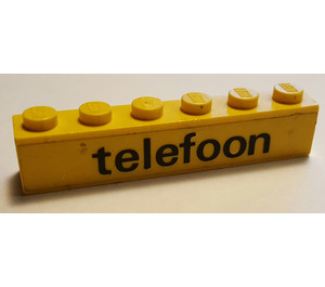 LEGO Yellow Brick 1 x 6 with 'telefoon' Sticker (3009)