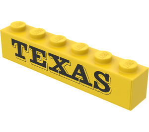 LEGO Yellow Brick 1 x 6 with "TEXAS" Sticker (3009)