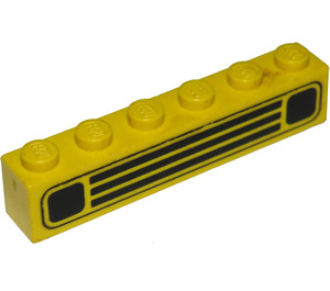 LEGO Jaune Brique 1 x 6 avec Town Auto Grille Noir (3009)