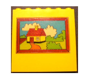 LEGO Yellow Brick 1 x 6 x 5 with House and Landscape Sticker (3754)