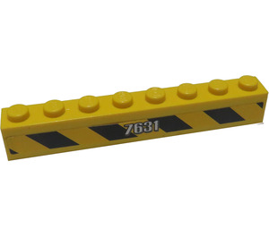 LEGO Yellow Brick 1 x 8 with 7631 and Danger Stripes Sticker (3008)