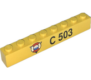 LEGO Geel Steen 1 x 8 met Kustwacht logo en "C 503" (3008)