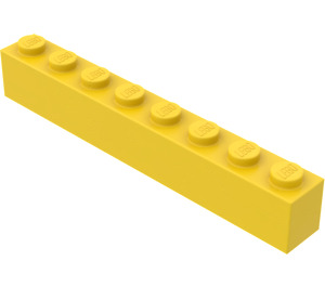 LEGO Yellow Brick 1 x 8 without Bottom Tubes with Cross Support
