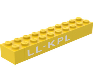 LEGO Yellow Brick 2 x 10 with LL-KPL Sticker (3006)