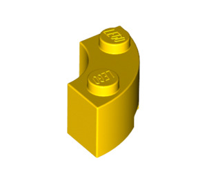 LEGO Gelb Backstein 2 x 2 Runden Ecke mit Bolzenkerbe und normaler Unterseite (3063 / 45417)
