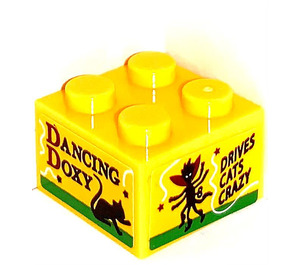 LEGO Gelb Backstein 2 x 2 mit DANCING DOXY DRIVES CATS CRAZY Aufkleber (3003)
