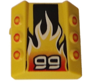 LEGO Yellow Brick 2 x 2 with Flanges and Pistons with '99' and Flames (30603)