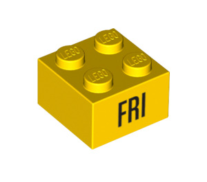 LEGO Yellow Brick 2 x 2 with 'FRI' (14804 / 97632)