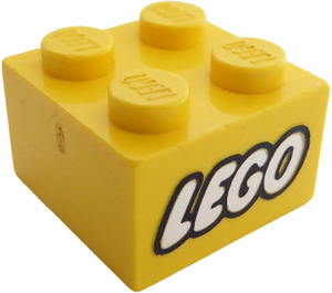 LEGO Yellow Brick 2 x 2 with Lego Logo with Closed 'O' (3003)