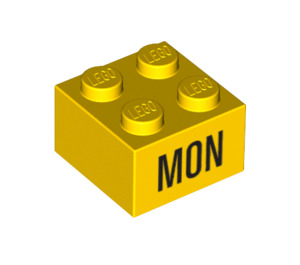 LEGO Jaune Brique 2 x 2 avec 'MON' (14800 / 97624)