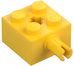 LEGO Amarillo Ladrillo 2 x 2 con Pin y orificio de eje (6232 / 42929)