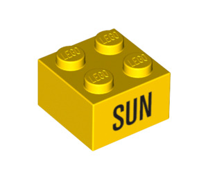 LEGO Jaune Brique 2 x 2 avec 'SUN' (14806 / 97636)