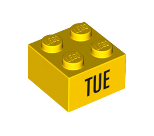 LEGO Geel Steen 2 x 2 met 'TUE' (14801 / 97626)