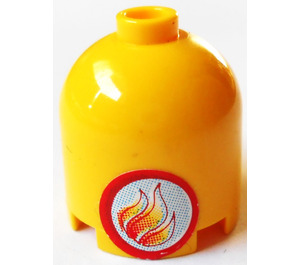 LEGO Yellow Brick 2 x 2 x 1.7 Round Cylinder with Dome Top with Flame Sticker (Safety Stud) (30151)