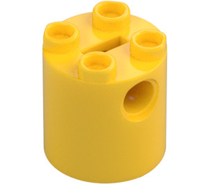 LEGO Yellow Brick 2 x 2 x 2 Round with Bottom Axle Holder 'x' Shape '+' Orientation (30361)