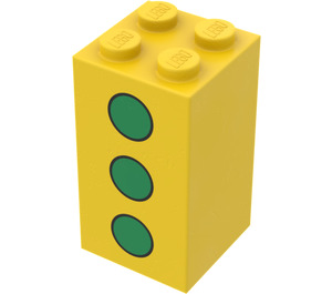 LEGO Gul Kloss 2 x 2 x 3 med Grønn Dots (30145)