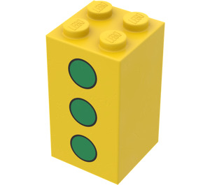 LEGO Jaune Brique 2 x 2 x 3 avec Green Dots (30145)