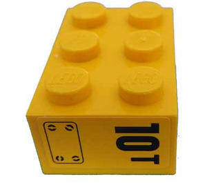 LEGO Yellow Brick 2 x 3 with Black 10T Right Side Sticker (3002)
