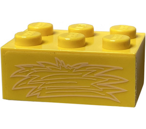 LEGO Žlutá Kostka 2 x 3 s Světlo Růžová Hay Bale na Both Strany Samolepka (3002)