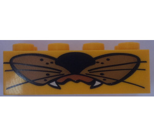 LEGO Amarillo Ladrillo 2 x 4 con Animal Nariz, Whiskers, Boca y Fangs (3001 / 40037)