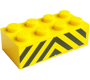 LEGO Yellow Brick 2 x 4 with Danger Stripes Sticker (3001)