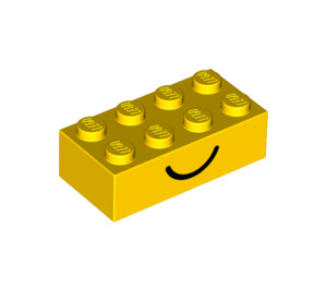 LEGO Geel Steen 2 x 4 met Happy en Sad Gezicht (3001 / 80141)