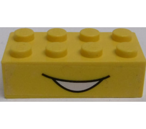 LEGO Yellow Brick 2 x 4 with Laughing mouth Sticker (3001)