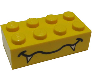 LEGO Geel Steen 2 x 4 met Mond en Fangs (3001)