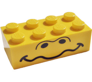 LEGO Yellow Brick 2 x 4 with Unibrow Eyes and Wavy Mouth (3001)