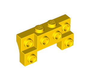 LEGO Amarillo Ladrillo 2 x 4 x 0.7 con Frontal Espigas y arcos laterales gruesos (14520 / 52038)